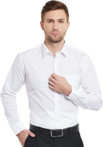 Hancock Men Solid Formal White Shirt