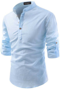 DIMMY Men Solid Casual Dark Green Shirt