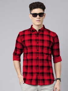 METRONAUT Men Checkered Casual Red, Black Shirt
