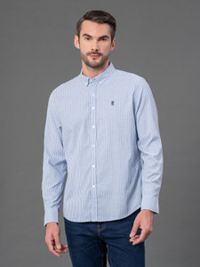 RED TAPE Men Striped Casual Blue Shirt
