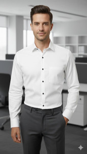 L G FASHION Men Solid Formal White Shirt