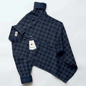 VD Looks Men Checkered Casual Dark Blue Shirt