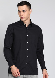 PETER ENGLAND Men Solid Casual Black Shirt
