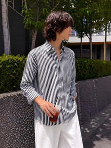 CAMBREEN Men Striped Casual Black, White Shirt