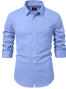 jeny fashion Men Solid Casual Light Blue Shirt