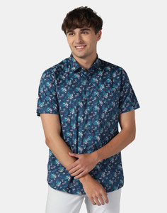 Blackberrys Men Printed Casual Blue Shirt