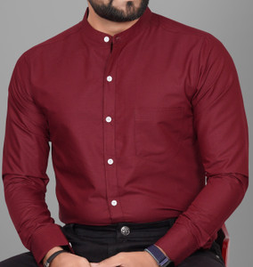 Voroxy Men Solid Formal Maroon Shirt