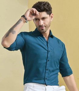 STONEBERG Men Solid Formal Dark Blue Shirt