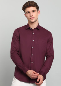 INTEGRITI Men Solid Casual Maroon Shirt