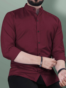 vn creation Men Solid Casual Maroon Shirt