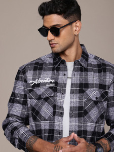 Roadster Men Checkered Casual Black Shirt