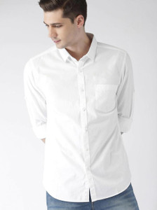 VINTAGE LOOK Men Solid Casual White Shirt
