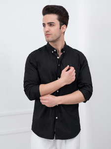 RED TAPE Men Solid Casual Black Shirt