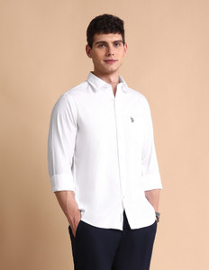 U.S. POLO ASSN. Men Solid Casual White Shirt