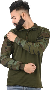 Riya Gold Military Camouflage Men Polo Neck Green T-Shirt