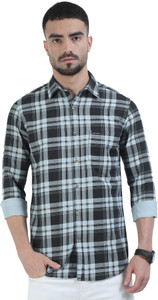 ROCKET SCIENCE Men Checkered Casual Black Shirt