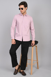 IN&AVI Men Solid Casual Pink Shirt