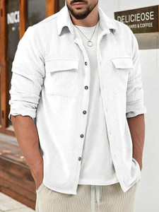 DIMMY Men Self Design Casual White Shirt