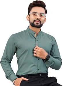 NIVICK पुरुषों के लिए सॉलिड फॉर्मल हरा  शर्ट