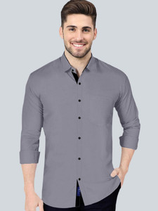 VTEXX Men Solid Beach Wear Grey Shirt