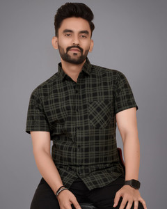 METRONAUT Men Checkered Casual Green Shirt