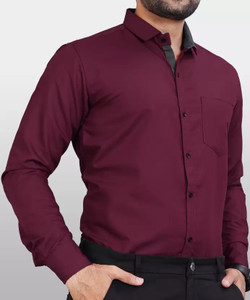 Tanip Men Solid Formal Maroon Shirt