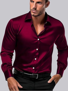 drezia Men Solid Casual Maroon Shirt