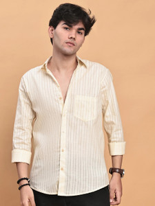 Tanip Men Striped Casual Yellow Shirt - Image 5