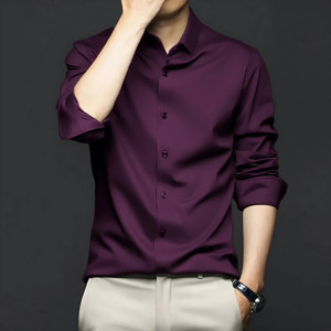 SOLSTICE Men Solid Party Purple Shirt