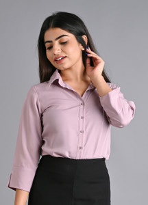MAGHMA Women Solid Casual Purple Shirt