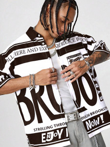 Jump Cuts Men Printed Casual White, Brown Shirt