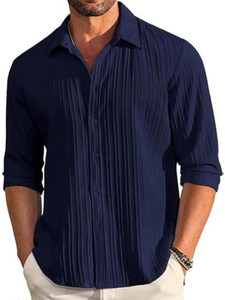 Nofilter Men Self Design Casual Dark Blue Shirt