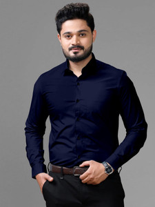DHADUK Men Solid Casual Blue Shirt