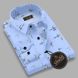 SHUBHFLAX Men Printed Formal Blue Shirt