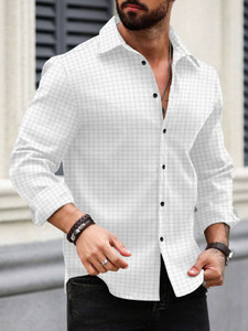 VELLOSTA Men Checkered Casual Black Shirt
