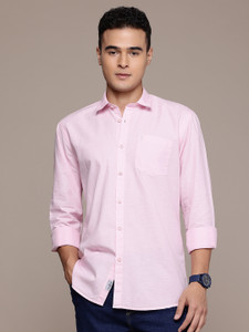 BS BLUE SQUAD Men Solid Casual Pink Shirt