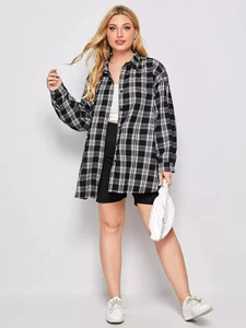 Labisa Women Checkered Casual Black Shirt