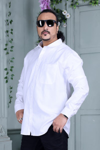 Burly Bloke Men Solid Casual White Shirt