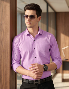 STONEBERG Men Solid Formal Purple Shirt