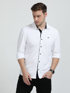 Stellers Men Solid Casual White Shirt