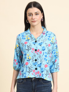vairagee Women Printed Party Light Blue, Multicolor Shirt