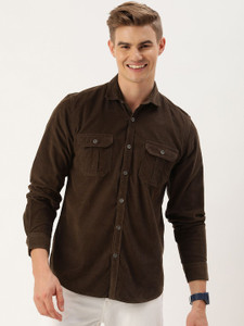 Mast & Harbour Men Solid Casual Brown Shirt