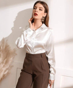 POPWINGS Women Solid Casual White Shirt