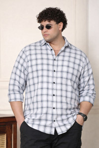 METRONAUT PLUS Men Checkered Casual White Shirt
