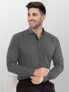 METRONAUT Men Solid Formal Grey Shirt