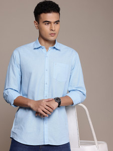 BLUE Men Solid Casual Blue Shirt - Image 6