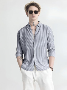 METRONAUT Men Striped Casual Grey Shirt - Image 3
