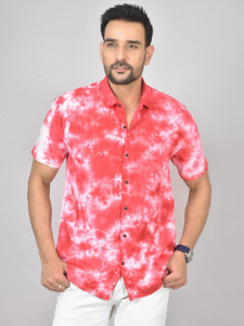 DyeKing Men Dyed/Ombre Casual Red Shirt