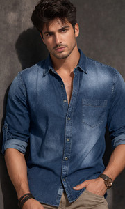 FRANKMEN Men Blue Casual Shirt - Image 6