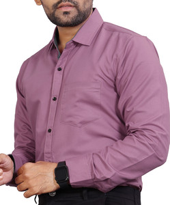 METRONAUT Men Solid Formal Purple Shirt